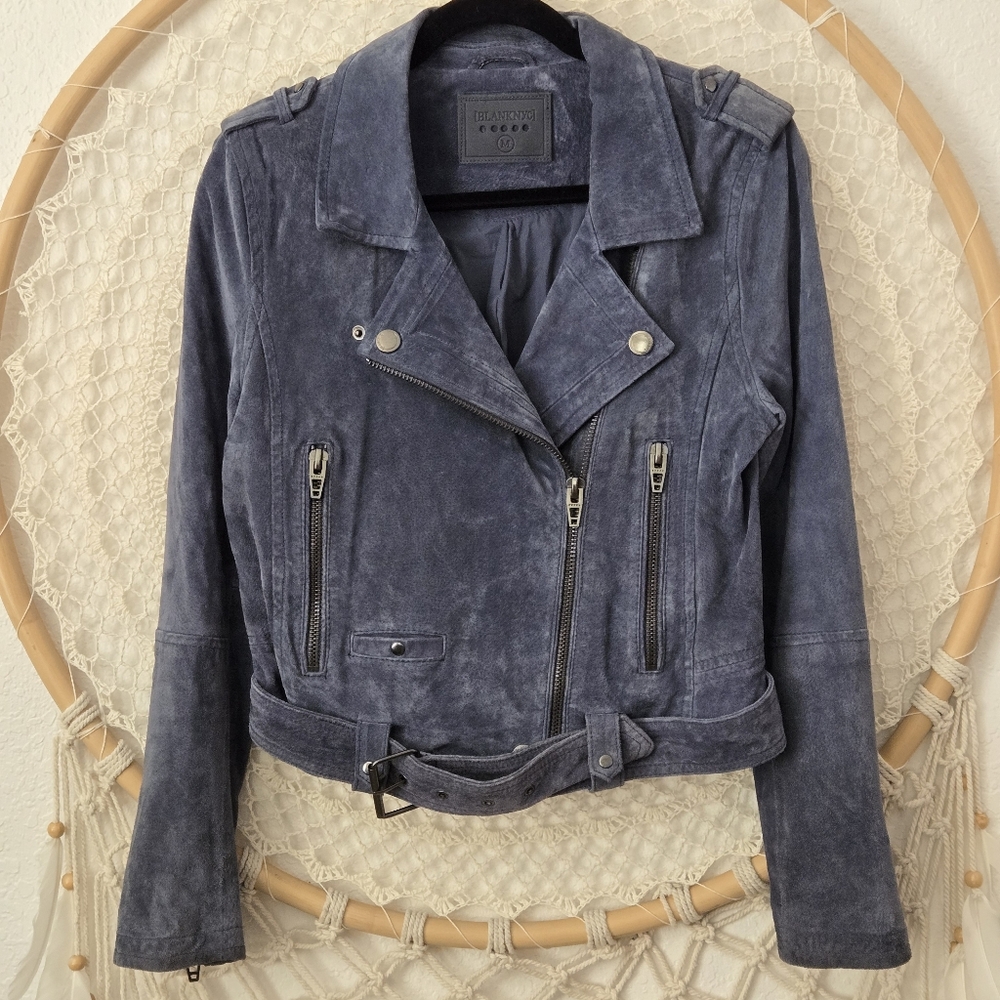 BLANK NYC Blue Suede Moto Jacket - Picture 4 of 12